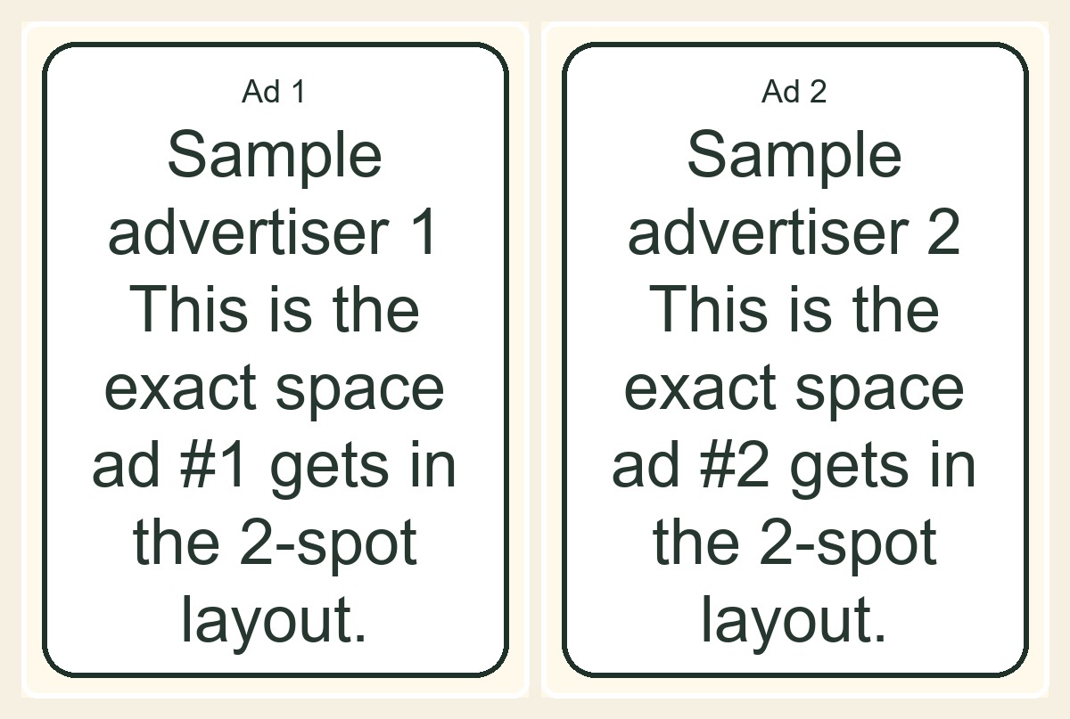 Two sponsored ad placement layout
